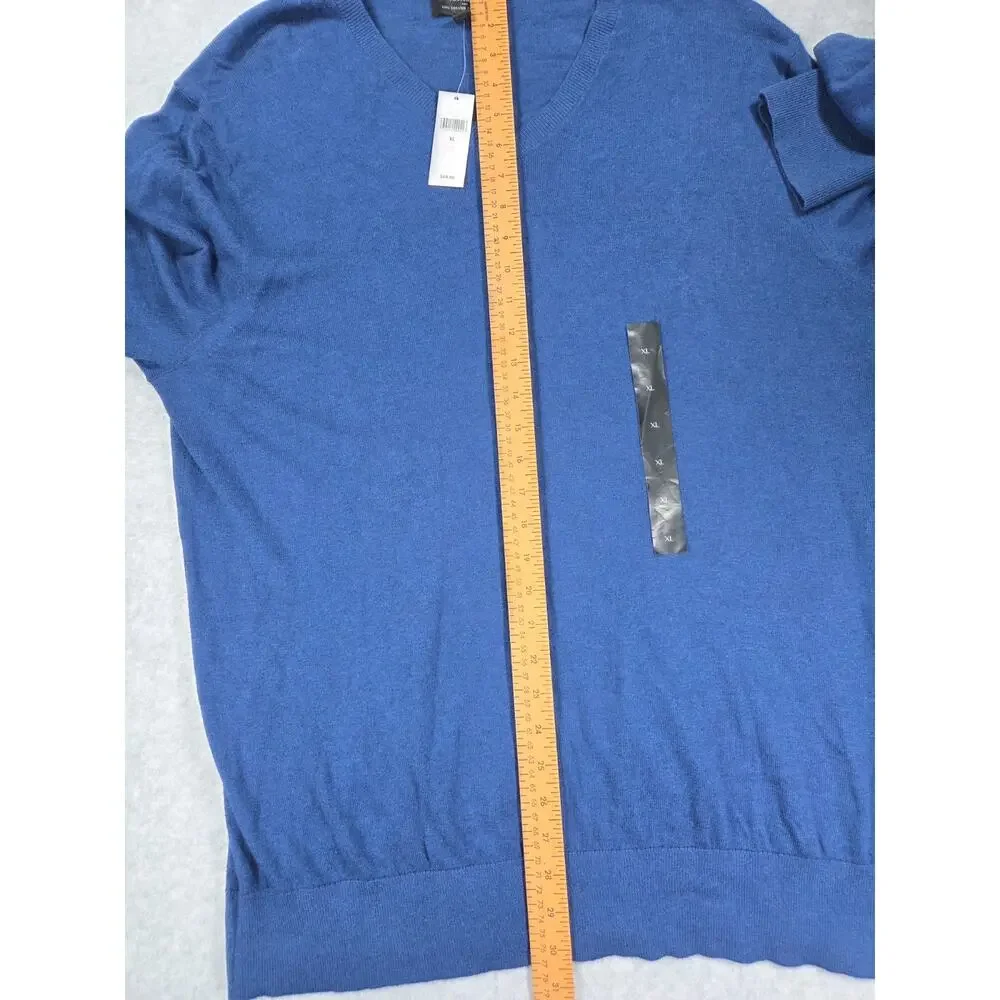 NWT Banana Republic Men XL Luxe V-Neck Sweater Blue Pullover Knit Lightweight